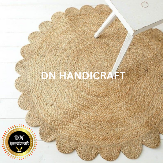 DN Handicraft Handmade Round Jute Rug – Eco-Friendly Natural Braided Carpet for Home Décor