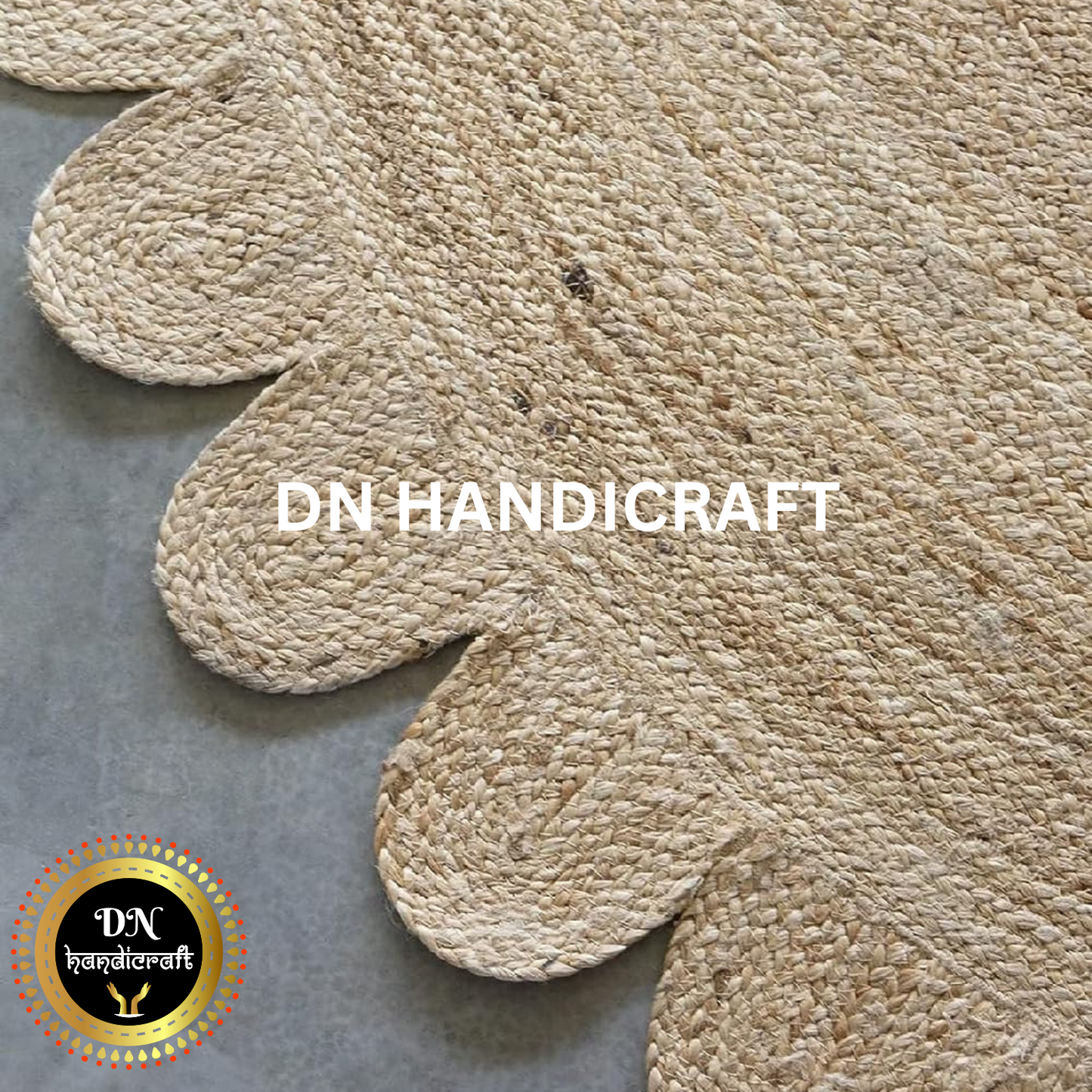 DN Handicraft Handmade Round Jute Rug – Eco-Friendly Natural Braided Carpet for Home Décor
