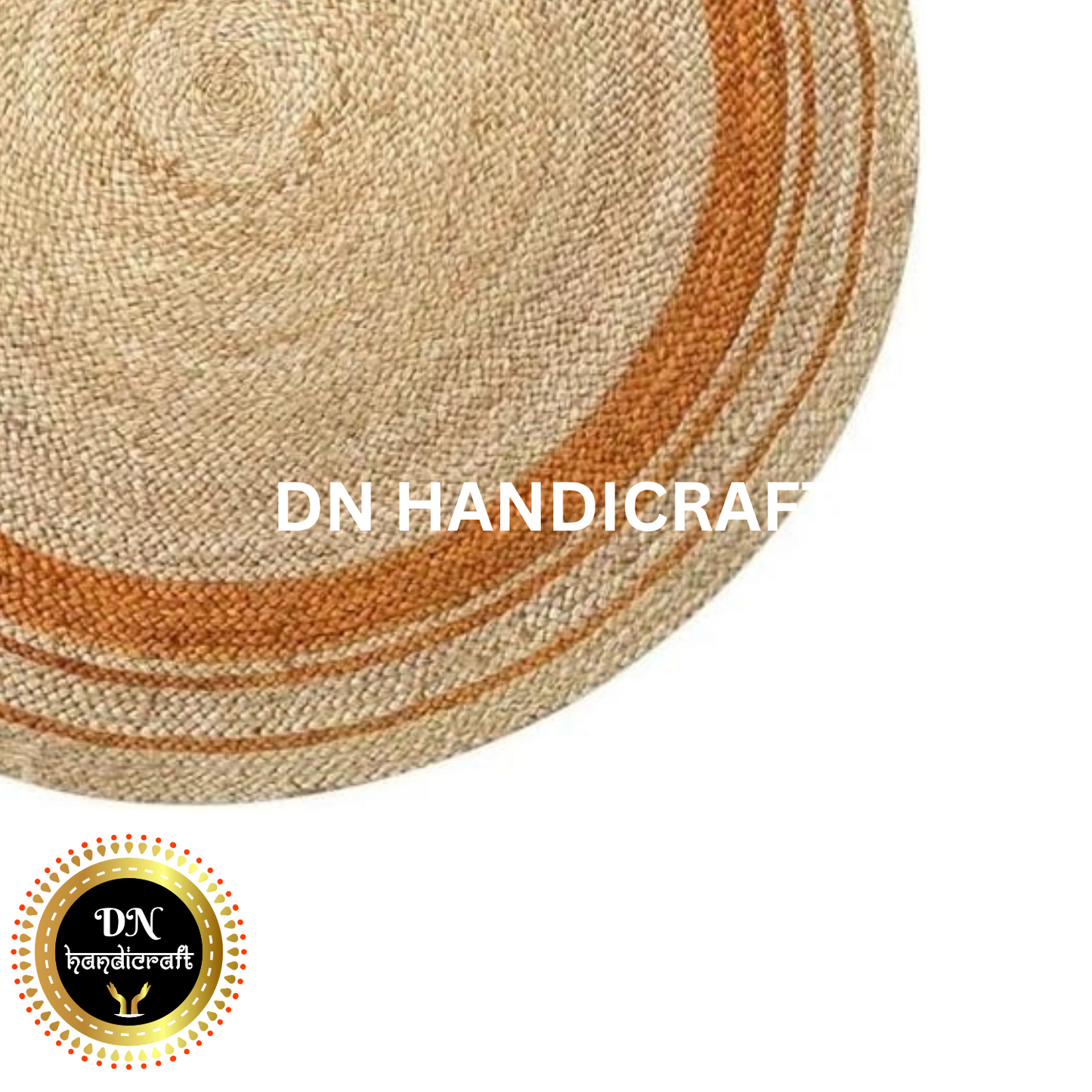 DN Handicraft Woven Round Jute Rug – Handmade Eco-Friendly Carpet for Bedroom & Living Room