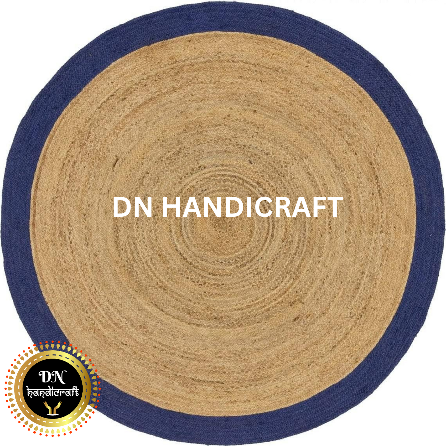 DN Handicraft Rustic Handmade Round Jute Rug – Durable Eco-Friendly Carpet for Living Room Décor