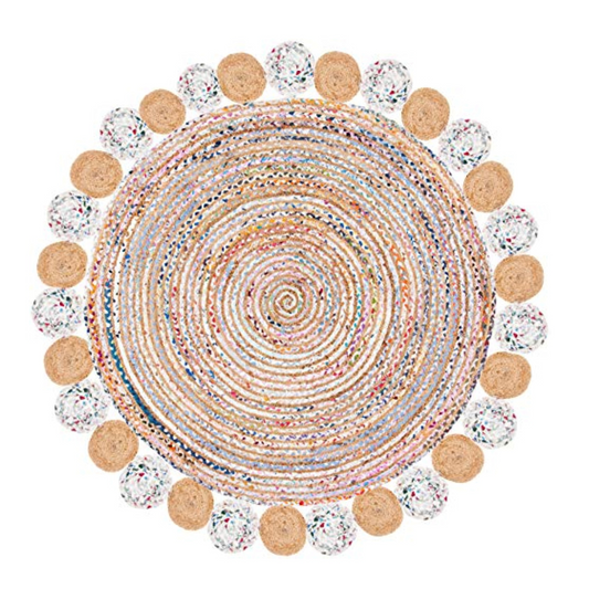 DN Handicraft Handmade Round Jute Rug – Natural Eco-Friendly Braided Carpet for Living Room, Bedroom &