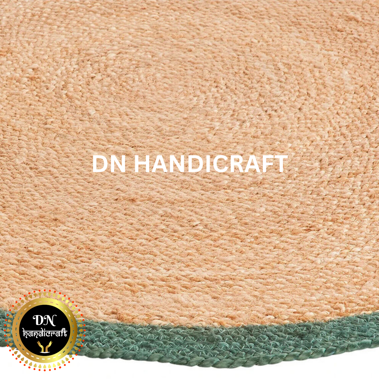 DN Handicraft Rustic Round Braided Jute Rug – Handmade Eco-Friendly Carpet for Dining & Living Spaces