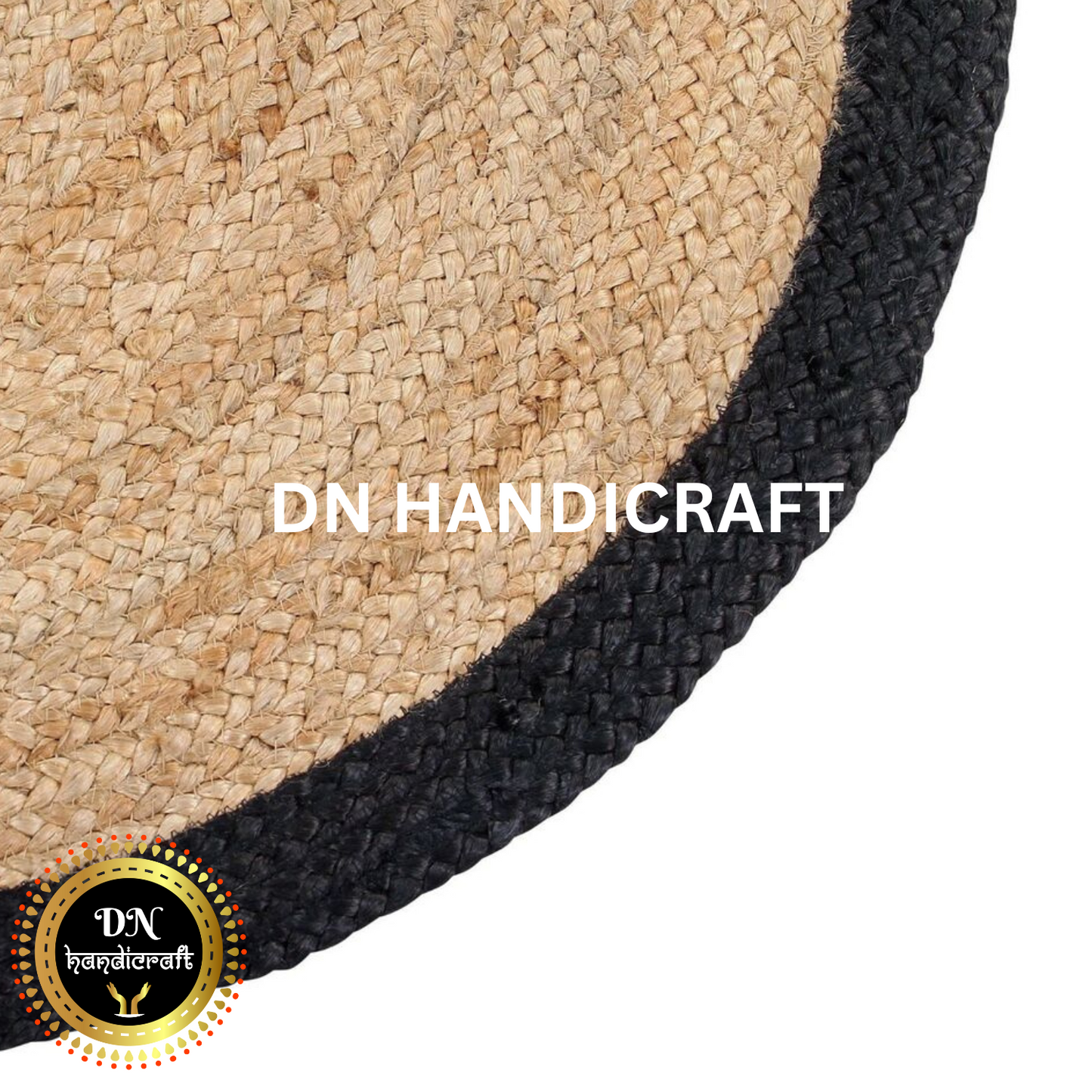 DN Handicraft Braided Round Jute Rug – Handmade Eco-Friendly Rustic Carpet for Living & Dining Rooms