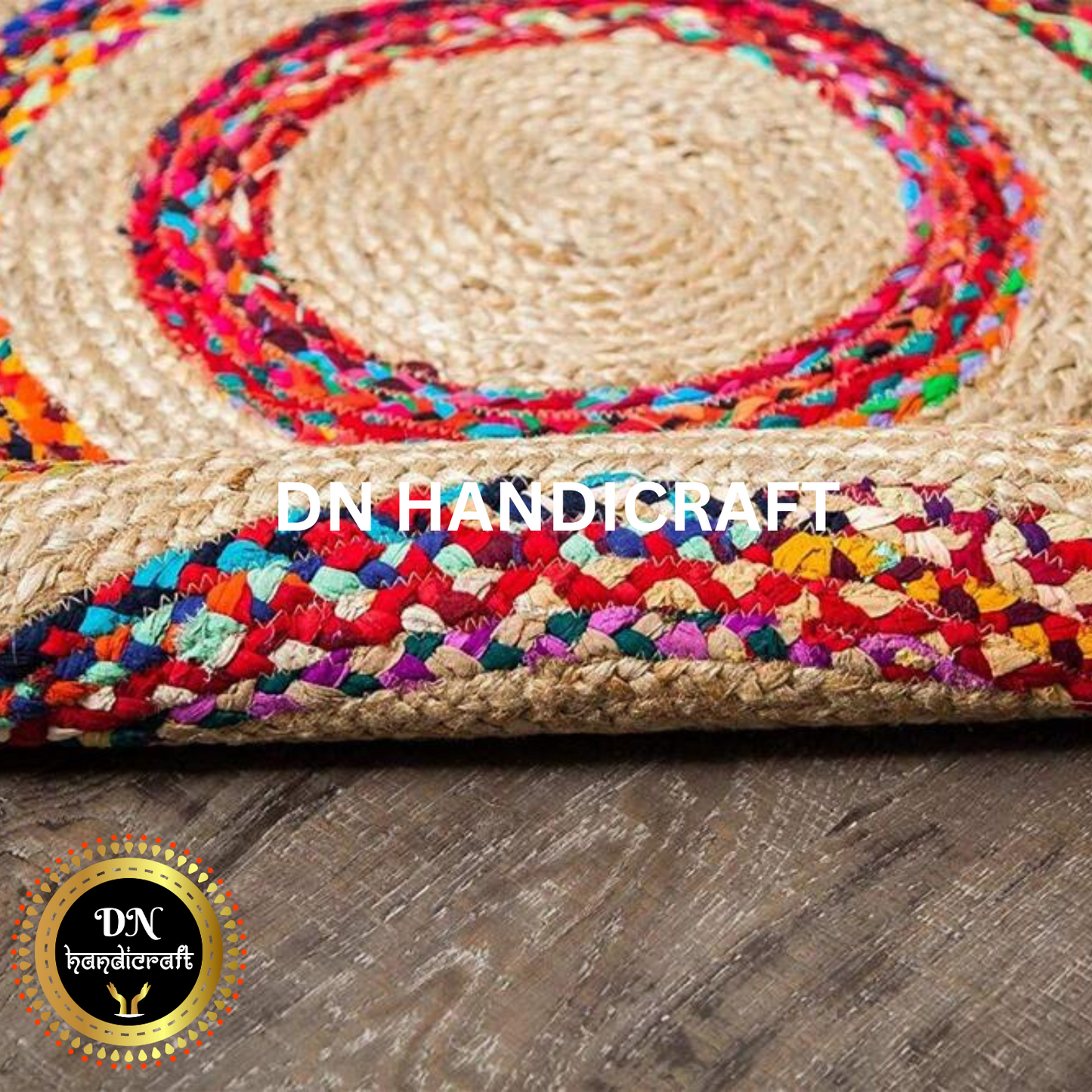 DN HandicraftHandmade Round Jute Rug – Natural Eco-Friendly Braided Carpet for Living Room, Bedroom & Entryway