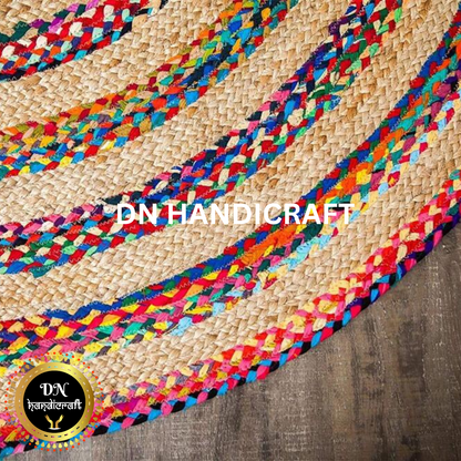 DN HandicraftHandmade Round Jute Rug – Natural Eco-Friendly Braided Carpet for Living Room, Bedroom & Entryway