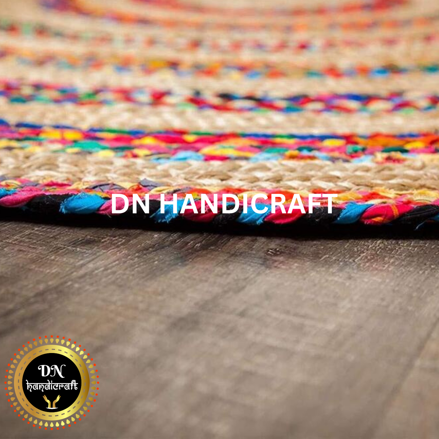 DN HandicraftHandmade Round Jute Rug – Natural Eco-Friendly Braided Carpet for Living Room, Bedroom & Entryway