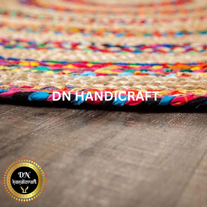 DN HandicraftHandmade Round Jute Rug – Natural Eco-Friendly Braided Carpet for Living Room, Bedroom & Entryway