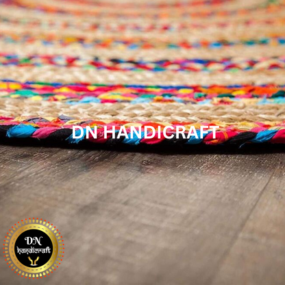 DN HandicraftHandmade Round Jute Rug – Natural Eco-Friendly Braided Carpet for Living Room, Bedroom & Entryway