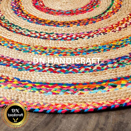 DN HandicraftHandmade Round Jute Rug – Natural Eco-Friendly Braided Carpet for Living Room, Bedroom & Entryway