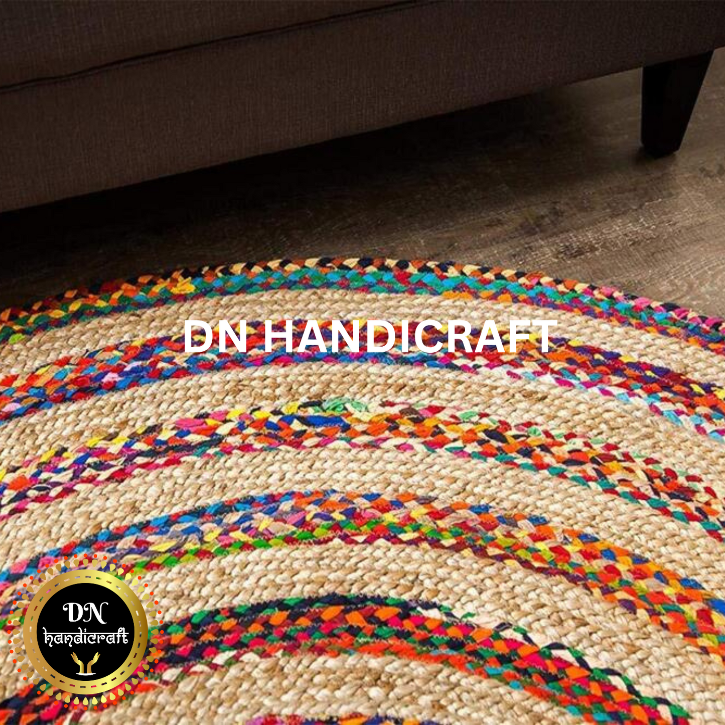 DN HandicraftHandmade Round Jute Rug – Natural Eco-Friendly Braided Carpet for Living Room, Bedroom & Entryway