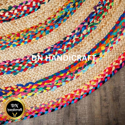 DN HandicraftHandmade Round Jute Rug – Natural Eco-Friendly Braided Carpet for Living Room, Bedroom & Entryway