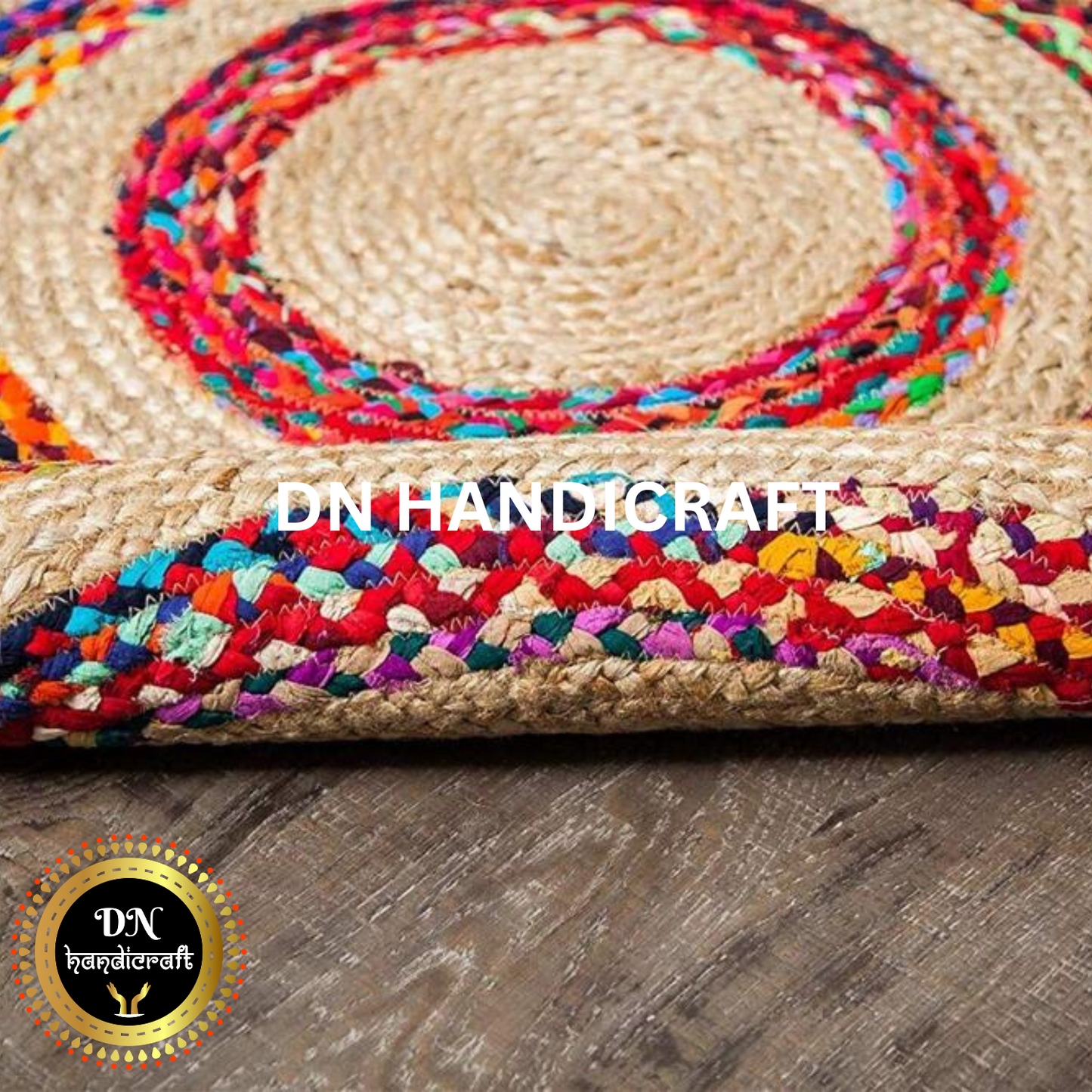 DN HandicraftHandmade Round Jute Rug – Natural Eco-Friendly Braided Carpet for Living Room, Bedroom & Entryway