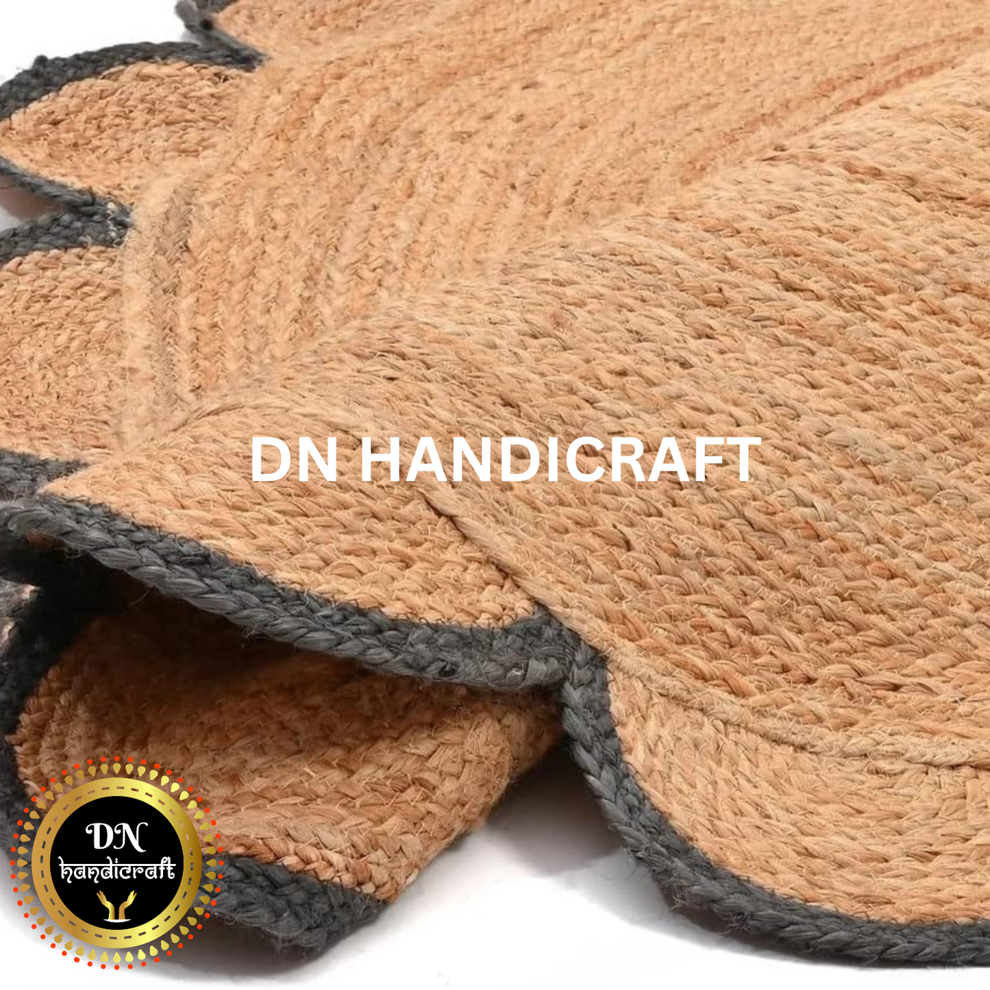 DN Handicraft Natural Round Jute Rug – Handwoven Eco-Friendly Farmhouse & Bohemian Style Carpet for Home Décor