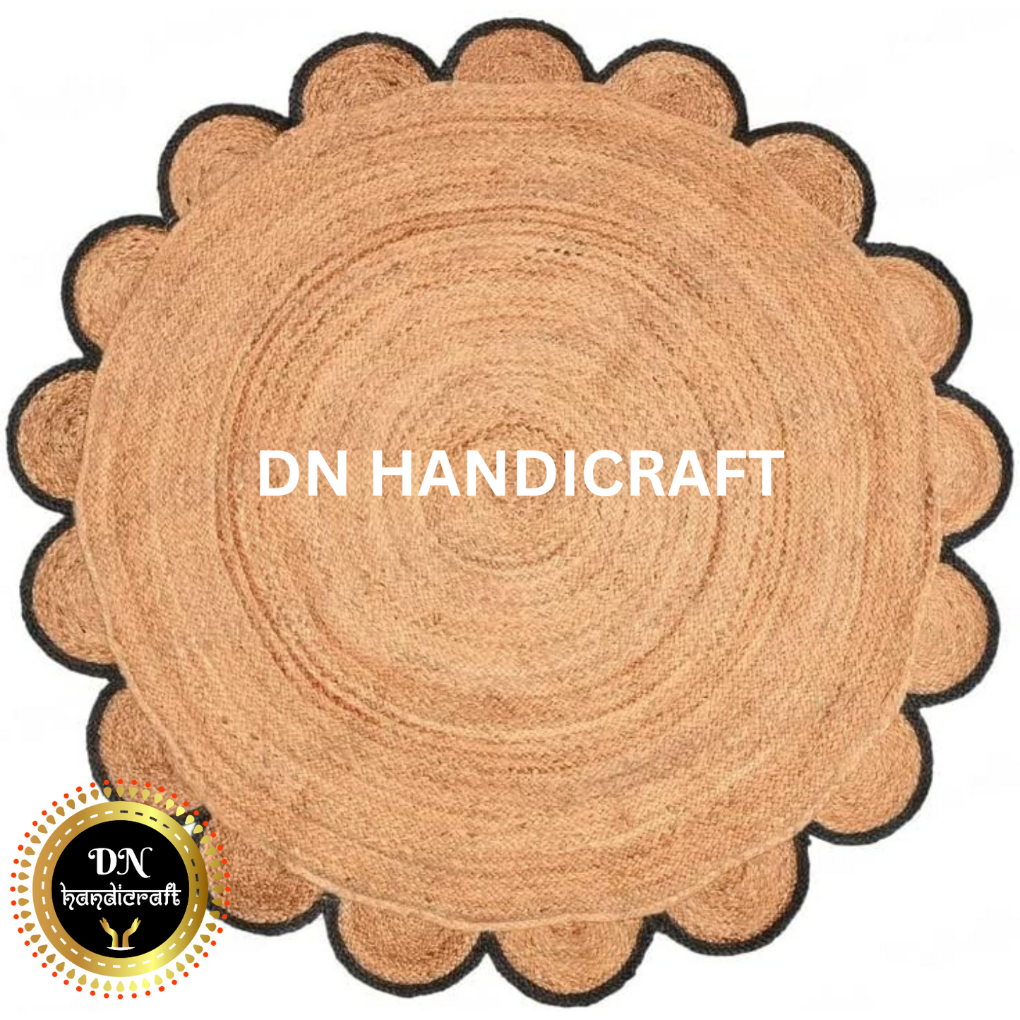 DN Handicraft Natural Round Jute Rug – Handwoven Eco-Friendly Farmhouse & Bohemian Style Carpet for Home Décor