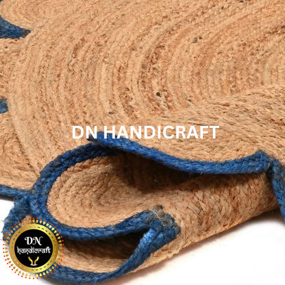 DN Handicraft Braided Round Jute Rug – Handmade Natural Fiber Carpet for Rustic, Coastal & Bohemian Interior Décor