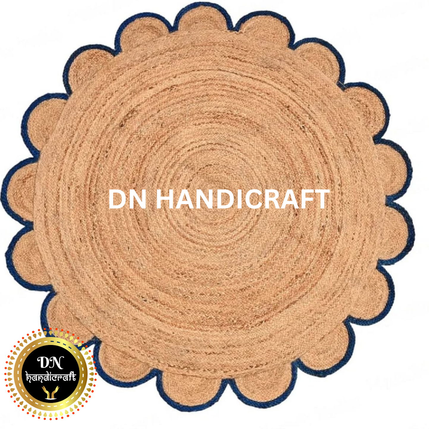 DN Handicraft Braided Round Jute Rug – Handmade Natural Fiber Carpet for Rustic, Coastal & Bohemian Interior Décor
