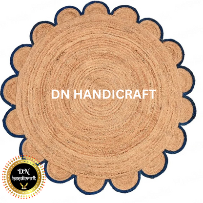 DN Handicraft Braided Round Jute Rug – Handmade Natural Fiber Carpet for Rustic, Coastal & Bohemian Interior Décor