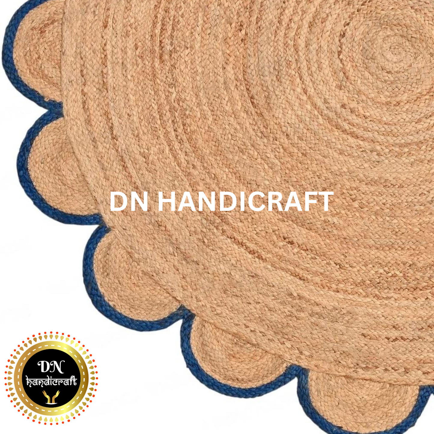 DN Handicraft Braided Round Jute Rug – Handmade Natural Fiber Carpet for Rustic, Coastal & Bohemian Interior Décor