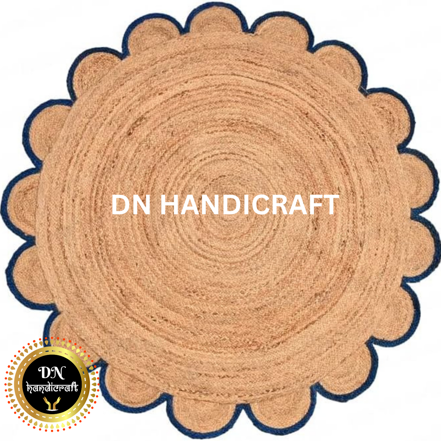 DN Handicraft Braided Round Jute Rug – Handmade Natural Fiber Carpet for Rustic, Coastal & Bohemian Interior Décor