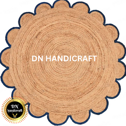DN Handicraft Braided Round Jute Rug – Handmade Natural Fiber Carpet for Rustic, Coastal & Bohemian Interior Décor