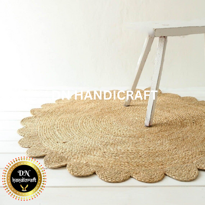 DN Handicraft Handmade Round Jute Rug – Eco-Friendly Natural Braided Carpet for Home Décor