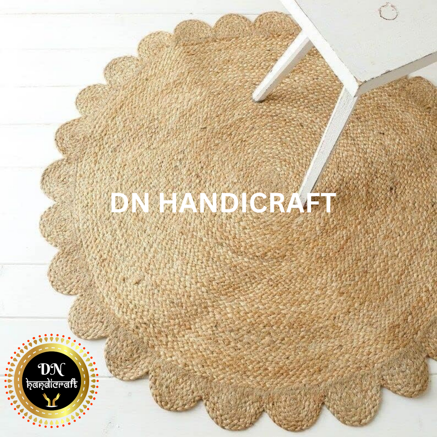 DN Handicraft Handmade Round Jute Rug – Eco-Friendly Natural Braided Carpet for Home Décor