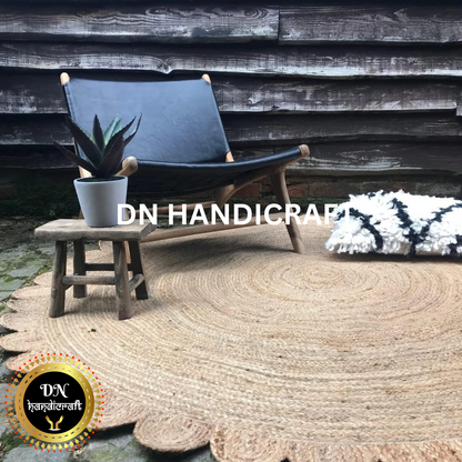 DN Handicraft Handmade Round Jute Rug – Eco-Friendly Natural Braided Carpet for Home Décor