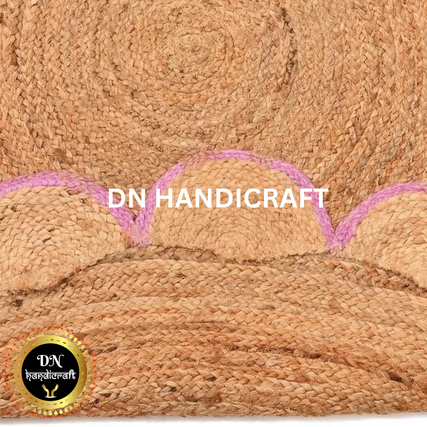 DN Handicraft Natural Round Jute Rug – Handwoven Boho Carpet for Living Room & Bedroom