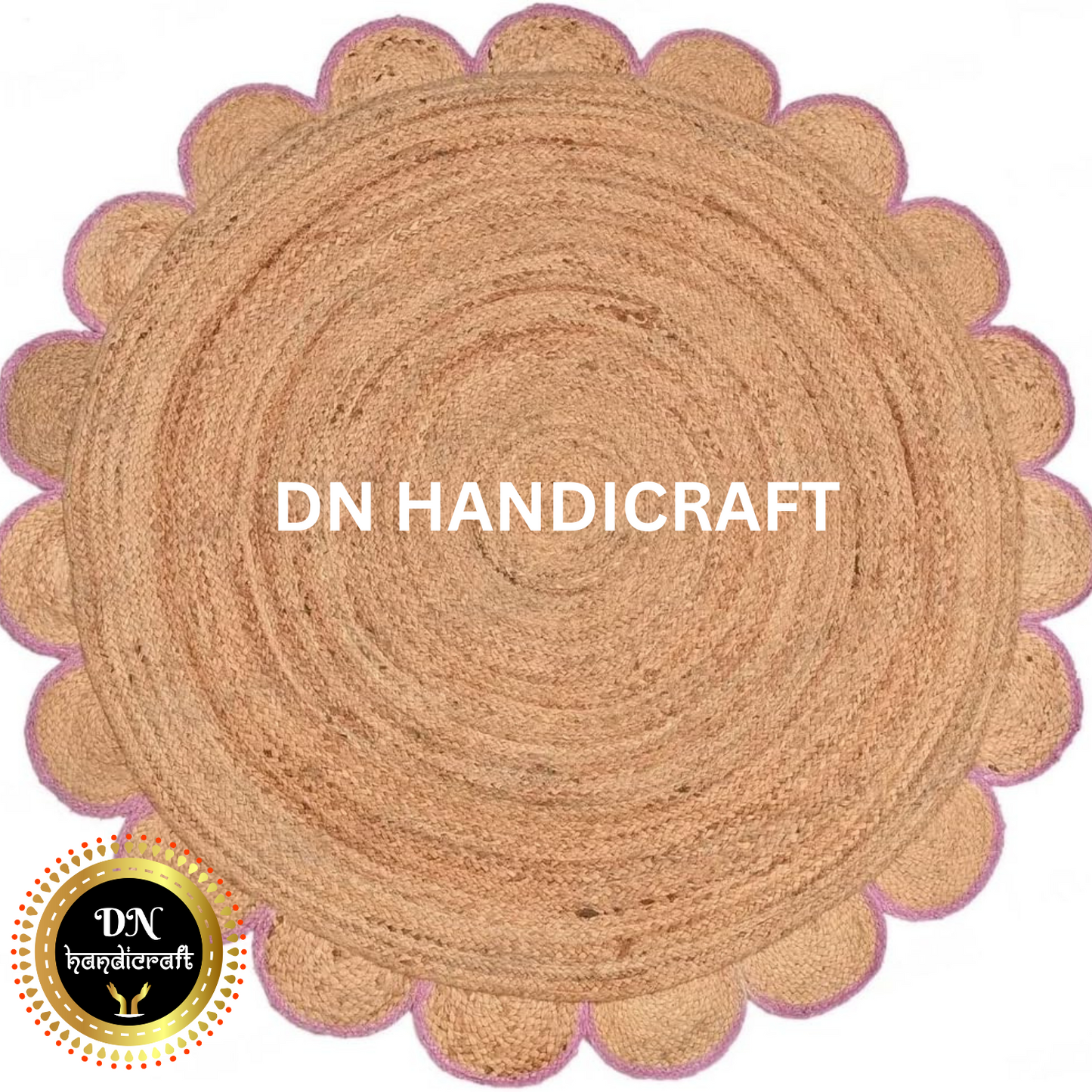 DN Handicraft Natural Round Jute Rug – Handwoven Boho Carpet for Living Room & Bedroom