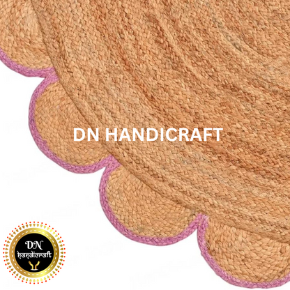 DN Handicraft Natural Round Jute Rug – Handwoven Boho Carpet for Living Room & Bedroom