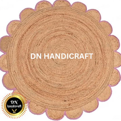 DN Handicraft Natural Round Jute Rug – Handwoven Boho Carpet for Living Room & Bedroom