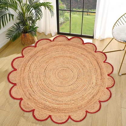DN Handicraft Braided Round Jute Rug – Rustic Handmade Carpet for Farmhouse & Coastal Homes