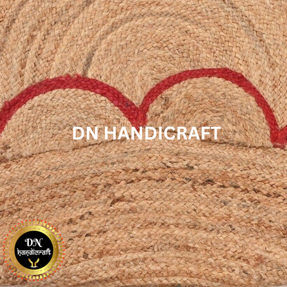 DN Handicraft Braided Round Jute Rug – Rustic Handmade Carpet for Farmhouse & Coastal Homes