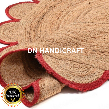 DN Handicraft Braided Round Jute Rug – Rustic Handmade Carpet for Farmhouse & Coastal Homes