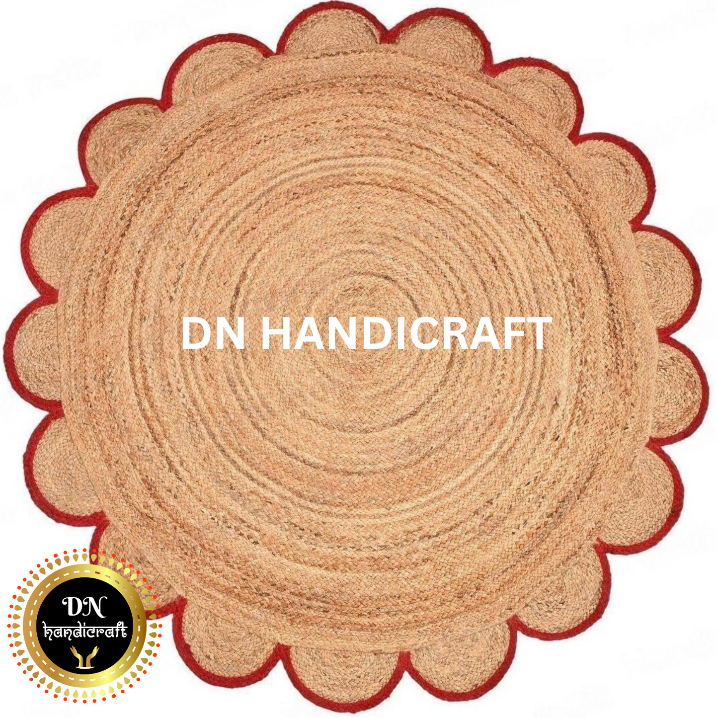 DN Handicraft Braided Round Jute Rug – Rustic Handmade Carpet for Farmhouse & Coastal Homes