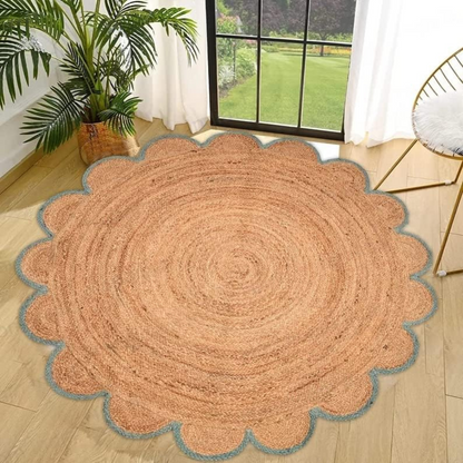 DN Handicraft Eco-Friendly Round Jute Rug – Handmade Natural Carpet for Rustic Home Décor