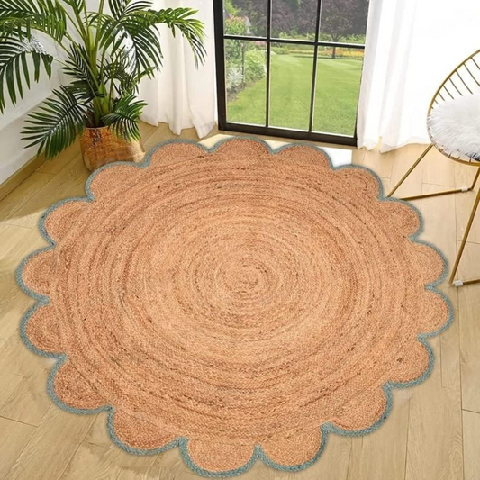DN Handicraft Eco-Friendly Round Jute Rug – Handmade Natural Carpet for Rustic Home Décor