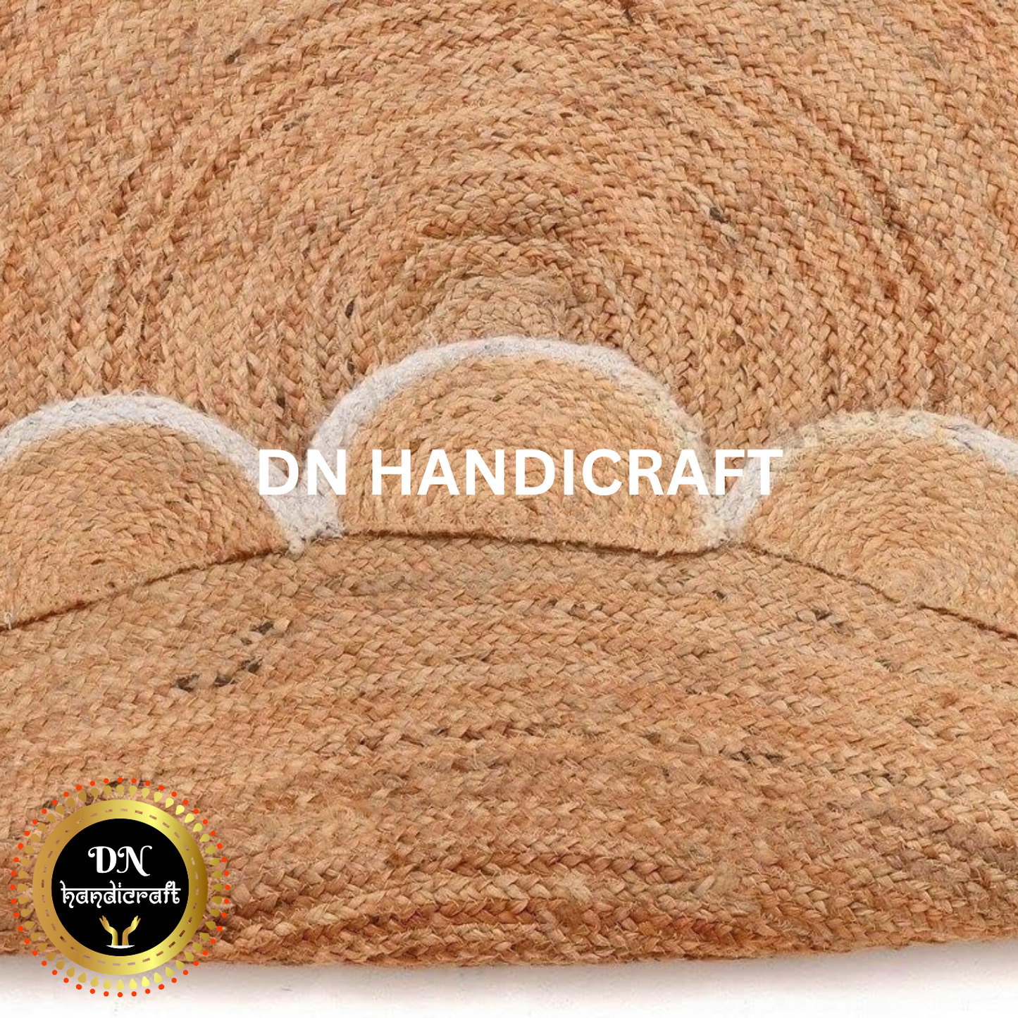 DN Handicraft Decorative Round Jute Rug – Handmade Rustic Carpet for Living & Dining Rooms