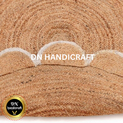 DN Handicraft Decorative Round Jute Rug – Handmade Rustic Carpet for Living & Dining Rooms