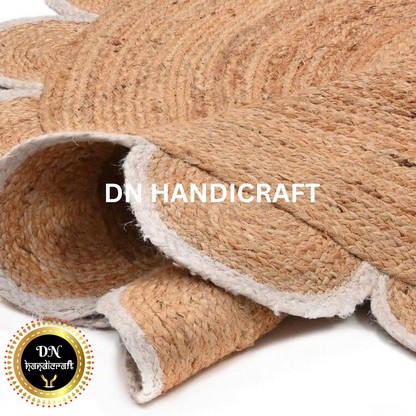 DN Handicraft Decorative Round Jute Rug – Handmade Rustic Carpet for Living & Dining Rooms