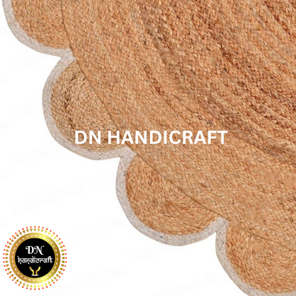 DN Handicraft Decorative Round Jute Rug – Handmade Rustic Carpet for Living & Dining Rooms