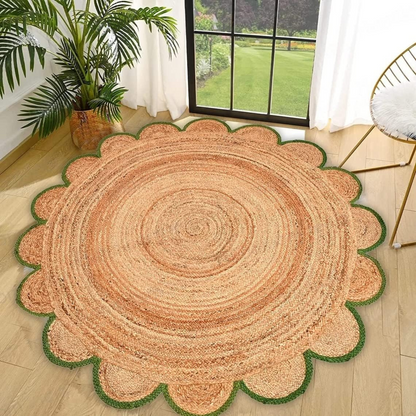 DN Handicraft Large Round Jute Rug – Handmade Natural Fiber Braided Carpet for Home Décor