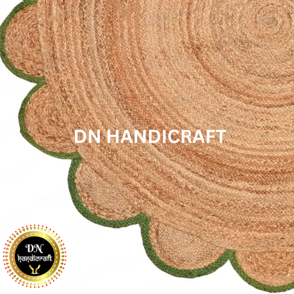 DN Handicraft Large Round Jute Rug – Handmade Natural Fiber Braided Carpet for Home Décor