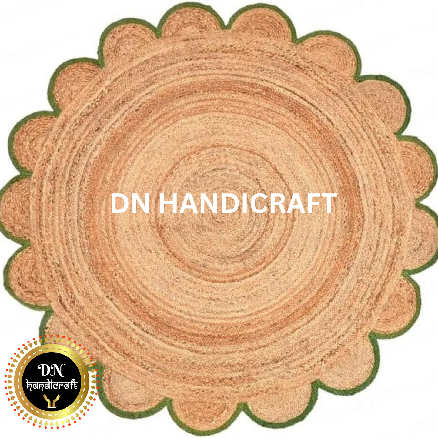 DN Handicraft Large Round Jute Rug – Handmade Natural Fiber Braided Carpet for Home Décor