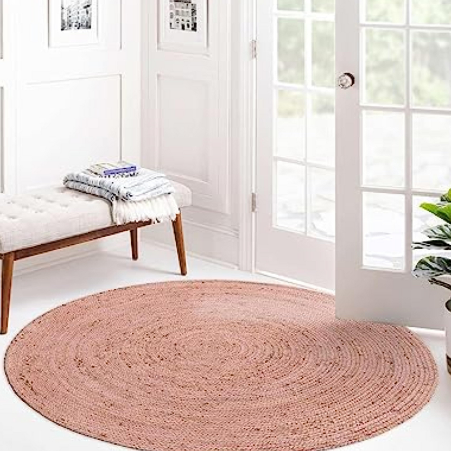 DN Handicraft Small Round Jute Rug – Eco-Friendly Handmade Mat for Entryway & Bedroom Décor
