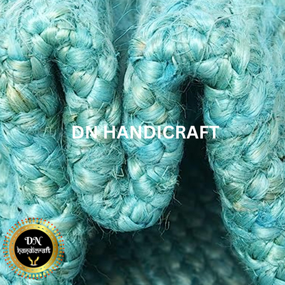 DN Handicraft Round Boho Jute Rug – Handmade Natural Braided Carpet for Rustic Interiors