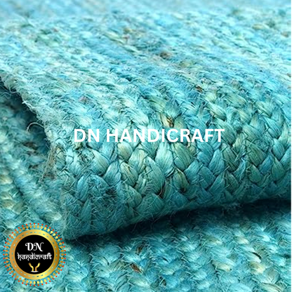 DN Handicraft Round Boho Jute Rug – Handmade Natural Braided Carpet for Rustic Interiors