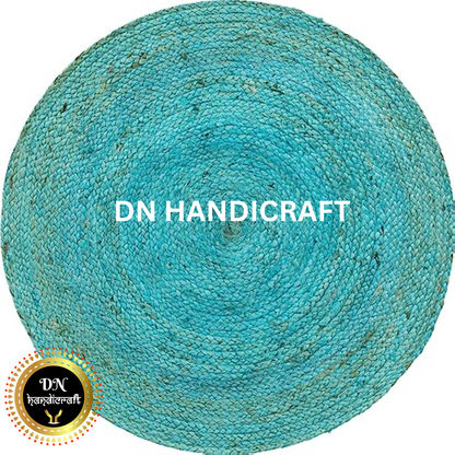 DN Handicraft Round Boho Jute Rug – Handmade Natural Braided Carpet for Rustic Interiors