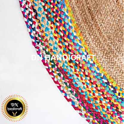 DN Handicraft Rustic Round Jute Rug – Handmade Natural Fiber Carpet for Farmhouse Décor