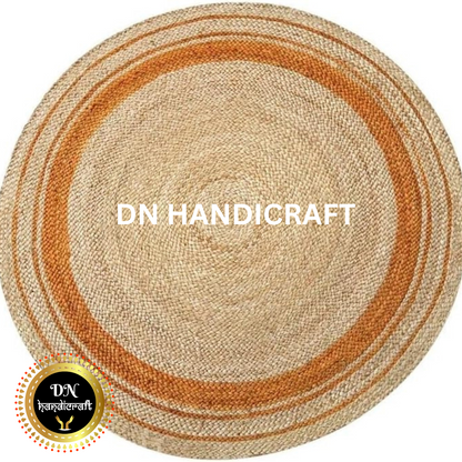 DN Handicraft Woven Round Jute Rug – Handmade Eco-Friendly Carpet for Bedroom & Living Room